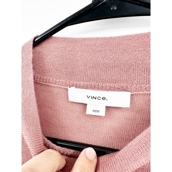Vince Wool Cashmere Blend Funnel Mock Neck Pink Pullover Sweater Size Medium NWT - Picture 5 of 6